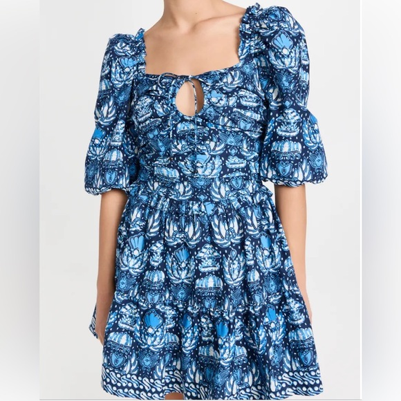 Love the Label Anthropologie Puff Sleeve Cassie Mini Dress in Butterfly Blue - Picture 3 of 16